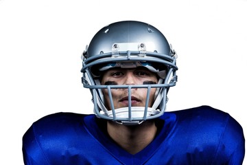 Portrait of determined American football player in uniform