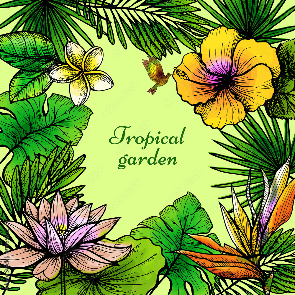 Wall mural Tropical Leaves Frame