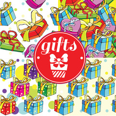seamless pattern boxes for gifts collection