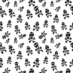Abstract background - black and white seamless pattern with monsters and bones