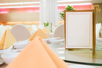blank menu card on chinese style table