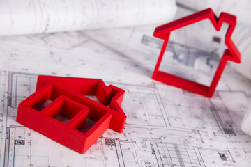 Project blueprints drawings of home model