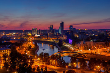 Fototapeta na wymiar view on the night city of Vilnius