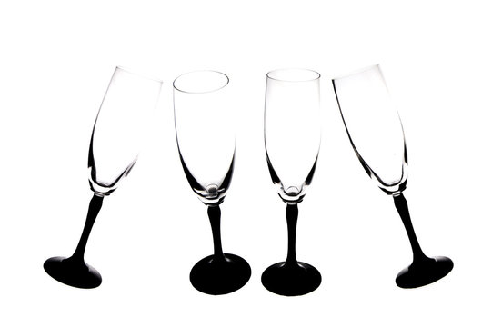 Silhouettes of champagne glasses..