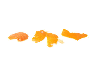 Parts of tangerine peel isolated on white background