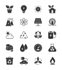 Eco Energy and Power icons on White Background - Vector Illustration