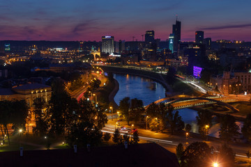 Fototapeta premium view on the night city of Vilnius