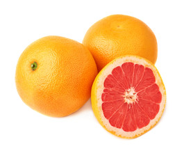 Served grapefruit composition isolated over the white background