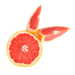 Served grapefruit composition isolated over the white background