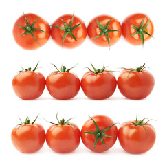 Four tomatoes in a line isolated