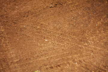 Texture of wheel track on country road