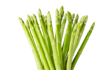 Green asparagus fresh isolated on white background. File contains a clipping path.