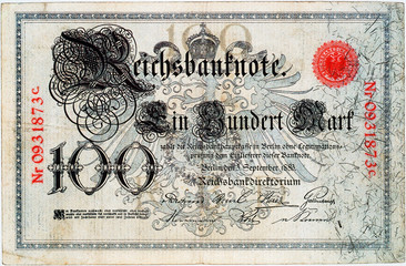 Historische Banknote, 3. September 1883, Hundert Mark, Deutschland