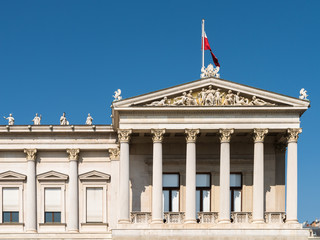 Built In 1883 The Austrian Parliament Building (Parlamentsgebaude) in Vienna is where the two houses of the Austrian Parliament conduct their sessions.