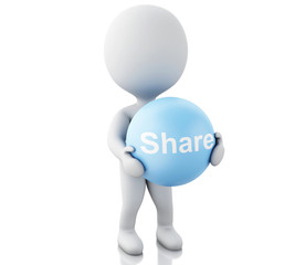 3d White people with social media bubbles