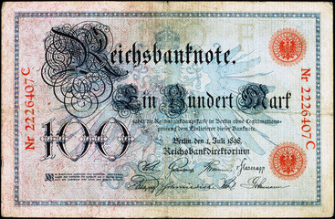 Historische Banknote, 1. Juli 1898, Hundert Mark, Deutschland