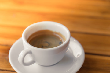 Espresso Coffee cup on wood table