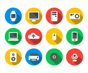 Set of web icons for technology and business