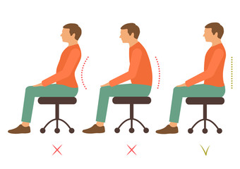 Fototapeta premium correct back position, vector illustration right person posture