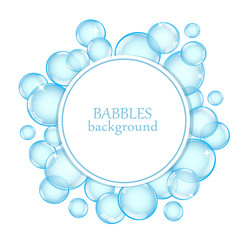 Round background with shiny soap bubbles and space for text