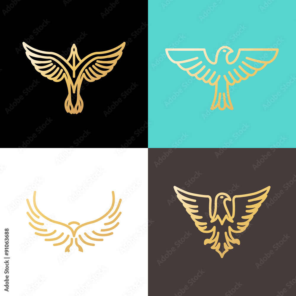 Poster vector linear logo design templates