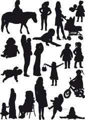 Silhouettes of mother and daughter