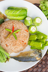 Rice Mixed with Shrimp paste fried mackerel