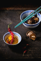 Tumeric powder and shiitake mushrooms