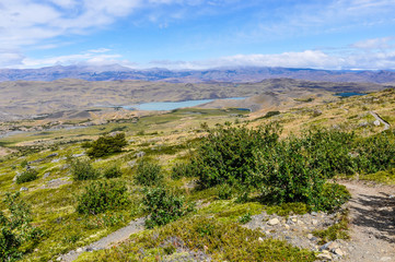 Naklejka premium Sunny view, Torres del Paine National Park, Chile