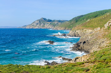 view of the rocky coast of ocean