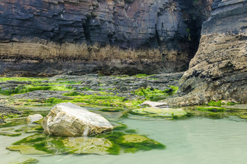 rocks on the ocean close-up