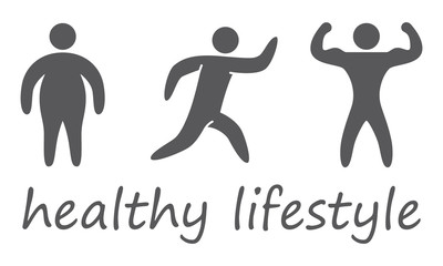 Silhouettes figures of healthy lifestyle