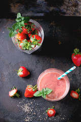 Red strawberry smoothie