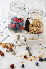 Granola with yogurt and berries