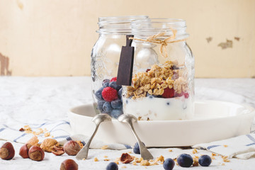 Granola with yogurt and berries