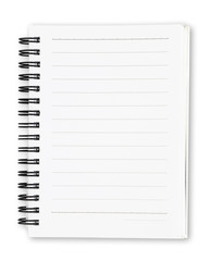 white notebook isolated with clipping path