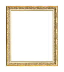 Old picture frame on white background.