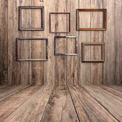 Picture frame in vintage wood room.