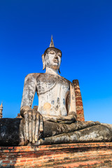 Big buddha at Sukhothai historical park in the old town of Thailand 