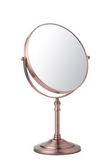 Vintage makeup mirror isolated on white background