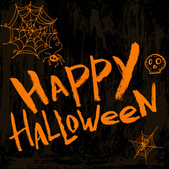 Happy halloween - template for greeting card in grunge style.