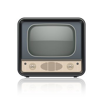 Vintage retro tv set icon. Eps10 illustration. Isolated