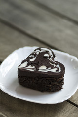 chocolate cake in a heart, valentine, dessert