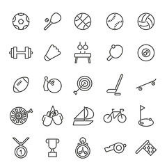 Sports Line Icons Collection. Vector set of 25 black sports related line icons