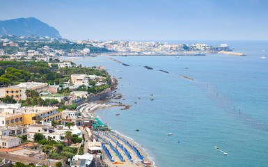 Landscape with beach of Forio town, Ischia