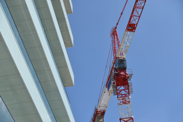 immeubles récents et grues de chantier