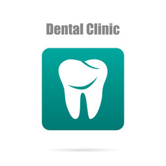 Tooth logo in green rectangle with shadow