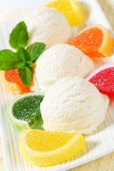 Ice cream with jelly candy
