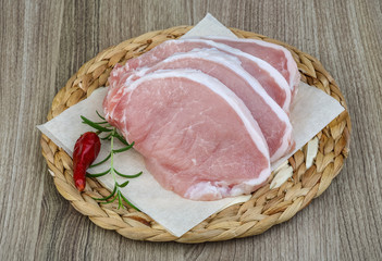Raw porl steak