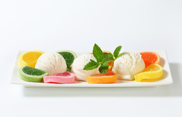 Ice cream with jelly candy